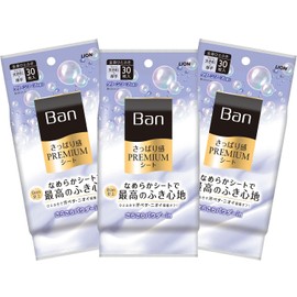 Ban Premium Sheet with Refreshing Feel, Powder in Type, Clean Soap Scent, 30 Sheets x 3 Packs