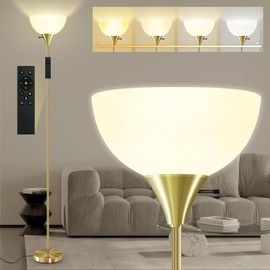 Floor Lamps for Living Room, 71'' Torchiere Floor Lamps with Remote, 2700K-6500K Colors Temperature & Brightness Adjustable, 10W/1200LM Gold Dimmable Floor Lamp,Tall Standing Lamp for Bedroom/Office