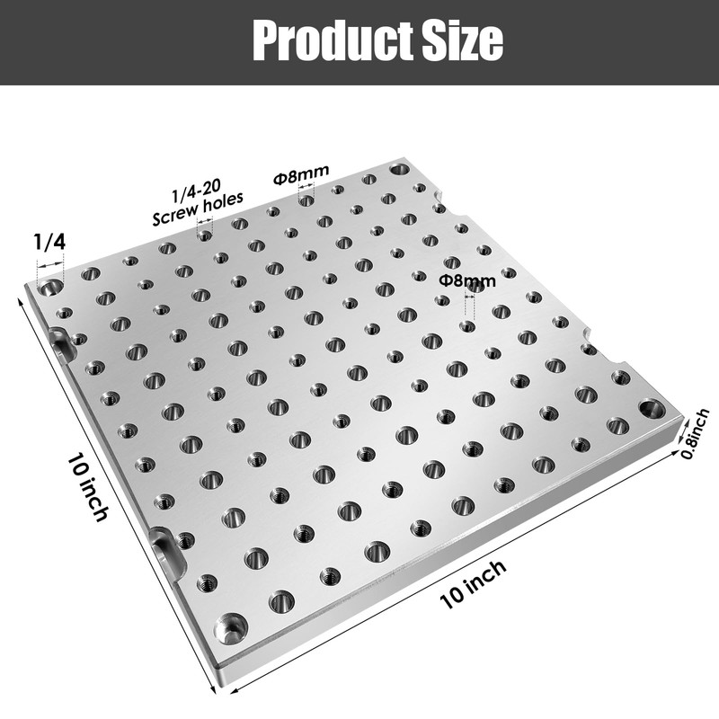 10"x10"x0.8" Aluminum 6061 Fixture Plate Jig Custom CNC Machining Manufacturing