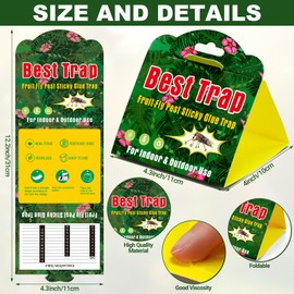 Qualirey 20 Piece Hanging Fruit Flies Traps with Attractant, Yellow Sticky Fly Strips Gnat Traps for Kitchen, Indoor Plants, Garden Strong Adhesive Glue Boards