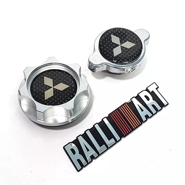 Unbranded SILVER ENGINE OIL CAP + RADIATOR CAP CARBON FIBER