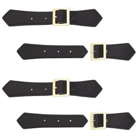 FINGERINSPIRE 4 Sets Leather Sew-On Toggles Closures Black Imitation Leather Toggle Buckle Vintage Leather Toggle Buttons Metal Leather Clasp Fasteners Replacement Snap Toggle for Coat Jacket DIY