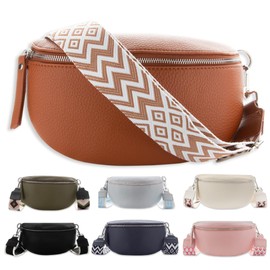 Dostany Fanny Pack Women Crossbody Bag, Cross Body Bag for Women, Mini Leather Everywhere Purse Belt Bag, Waist Bum Bag, Lulu Dupes Sling Bag for Women, Brown