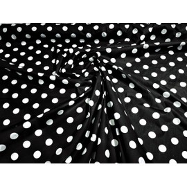 New Creations Fabric & Foam Inc, 60" Wide Poly Cotton Polka Dot Fabric by The Yard. (White Dot on Black)