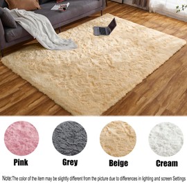 Ceneco Beige Rug,Fluffy Rugs Living Room,Small Rugs for Bedroom,Washable Non-Slip Square Carpet,Shaggy Thick Carpet for Bedside,Living Room,Lounge(Beige, 60x120 cm)