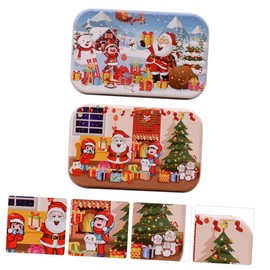 CORHAD 2 Sets Christmas Jigsaw Puzzle for Wooden DIY Santa Claus Educational Decompression Puzzle with Bright Colors Cartoon Designs for Christmas Parties Parent Interaction