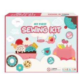 Genie & Tom My First Sewing Kit with Dessert Theme - 7 Sewing Crafts, Ideal Sewing Kit for Kids Ages 6-10 | Premium Quality Felt with Pre-Punched Holes & Easy-to-Follow Instructions