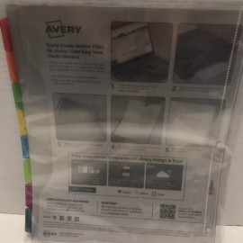 Avery New Avery Clear View 8 Tabs Plastic Divider With Sheet Protector ~ 16741 ~