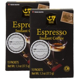 Trung Nguyen — G7 Instant Coffee — Espresso — 100% Arabica Coffee — Strong and Bold — Instant Vietnamese Coffee (15 Packets/Box, 2-Pack)