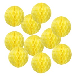 PATIKIL 12" Tissue Paper Pom Poms Flower Balls, 10 Pack Party Hanging Paper Flower Balls Decoration for Birthday Wedding Home Backdrop Decor, Yellow