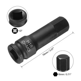 sourcing map 18mm Hex Impact Bit Socket H18 1/2" CR-MO Steel Phosphate Black Impact Drive Hex Bit Sockets Lengthen Hex Screwdriver Socket Adapter for Auto Mechanics Work Repair Maintain