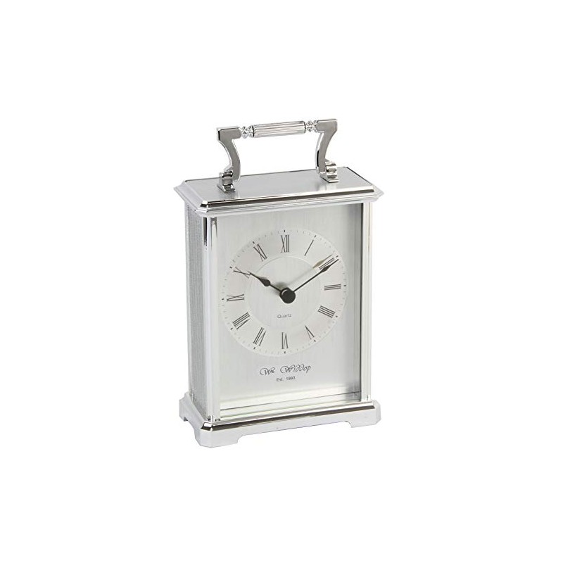 DIW Traditional Silver Carriage Mantel Table Clock 18x10cm