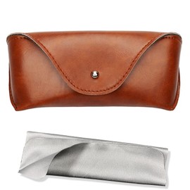 LogHog Portable PU Leather Soft Sunglasses Case Eyeglass Case Eye Glasses Pouch Carry Case for Women Men (Brown)