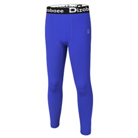 Dizoboee Boys Compression Pants Leggings Tights for Sports Youth Kids Athletic Basketball Base Layer Royal Blue M