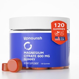 UpNourish Magnesium Gummies for Adults & Kids Magnesium Citrate Gummies 600mg, Calm Supplement for Muscle Relaxation, Bone and Digestive Health, Citrato de Magnesio, Vegan, Non-GMO, 120 Count