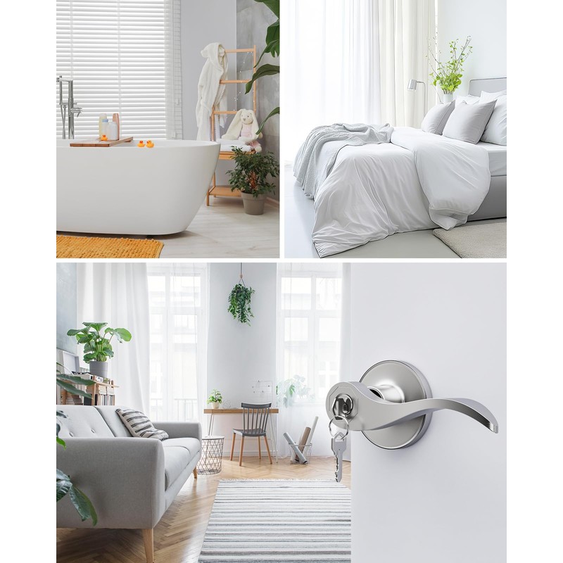 AmzGod 6 Pack Entry Door Handle with Lock and Key,