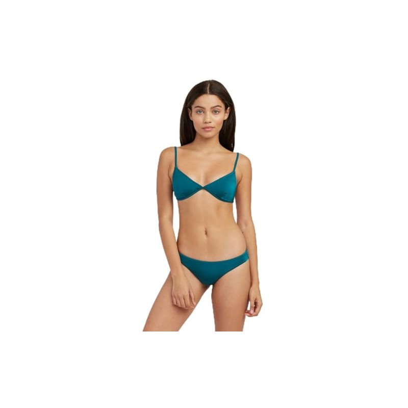 RVCA Women's Standard Solid Shimmer Triangle Bikini Top, Spruce, X-Small
