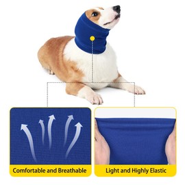 Leconpet Quiet Ears for Dogs Hats Hoodies Dog's Ear Muffs Headband Noise Ear Protection for Dogs Hood Calming Pet Snood Ear Covers (Small, Blue High Elastic)