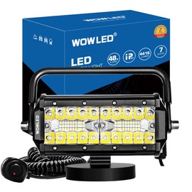 WFPOWER Magnetic LED Work Light Bar, 48W LED Combo Beam Light Pod with Magnetic Base Mount, Portable LED Light Flood and Spot for Camping Car SUV Boat Bar Truck Driving Lamp Fog Lights