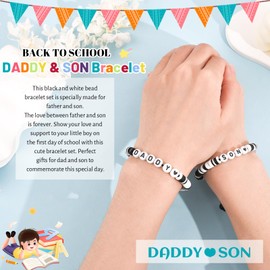YELUWA Daddy Son Bracelets, First Day of Kindergarten Bracelet Gift, Back to School Bracelet Father and Son 1st First Day of School Pre-K Bracelet Dad and Son Matching Bracelets, Back to School Gifts