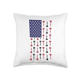 Darts Player Arrows American Flag Cool Sports Lover Gifts Throw Pillow