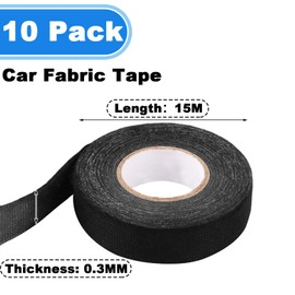 MUXHEL Pack of 10 Car Fabric Tape, 19 mm x 15 m Wiring Harness Tape, Car Wiring Harness Felt Tape, Fabric Tape, Wiring Harnesses Electrician Tape, Car Wiring Harness Wrap Tape, Electric Tape