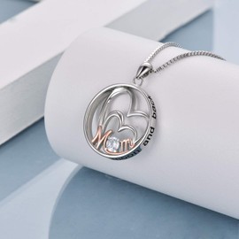 Mom Gifts I Love You to the Moon and Back Necklace for Mothers Day 925 Sterling Silver Jewelry, Sterling Silver