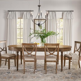 Mercantile Drop Cloth Curtain Panel, Light Filtering Ring & Tab Top with Attached Valance, 108 in Long x 50 in Wide, Farmhouse Single Window Panel, Bedroom, Living Room & Dining Room, Off White