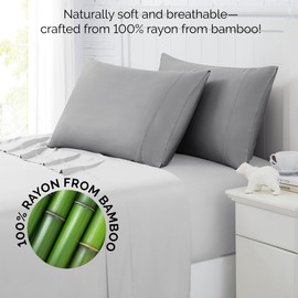 Southshore Fine Living, Inc. Cooling Pillow Cases King Size Set of 2, 300 Thread Count Silky Soft Rayon Derived from Bamboo Pillowcases, King Size Premium Hotel Bedding, 20" x 40", Steel Grey