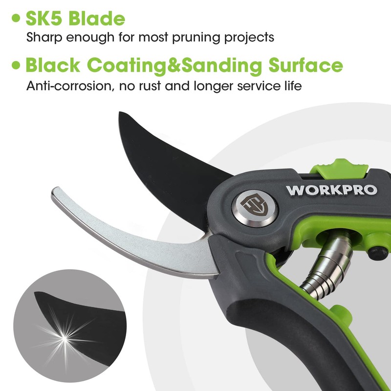 WORKPRO Bypass Pruning Shears, 8’’ Stainless Steel Gardening Hand Pruner,