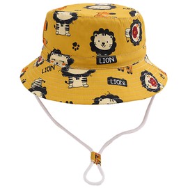 Malaxlx Baby Bucket Sun Hat Cute Lion Summer Outdoor Infant Beach Hat for 6-12 Months Boys Girls