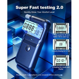 Breathalyzer, 2026 Upgraded Breathalyzers for Alcohol with LCD Digital Display, Personal Portable Alcohol Breathalyzer Tester for Home and Party Use, 5 Mouthpieces