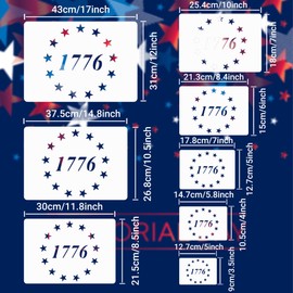Large Star Stencil 13 Stars 1776 Templates American Flag Military Memorial Day Patriots Veterans Day 4th of July Independance Day Plastic Stencils for Painting on Wood Fabric Paper Walls