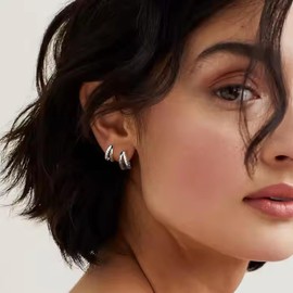 Earrings 925 Silver Hoop Earrings, Silver 925, Hoop Earrings, Gold Earrings, Rose Gold Hoop Earrings, Silver 925 Small with Cubic Zirconia, for Women and Girls, Hypoallergenic Earrings, Huggie,