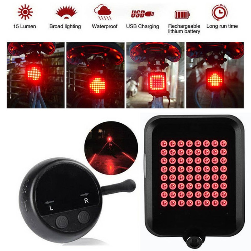 Bicycle Tail Laser Lamp Intelligent Sensing Turn Brake Warning USB