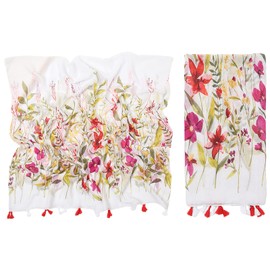 amokk Boho Floral Scarf with Tassels for Women Lightweight Shawl and Wraps Head Scarves (Color-10)