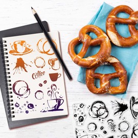 GLOBLELAND Coffee Stains Background Clear Stamps Coffee Stains Decorative Clear Stamps Silicone Clear Stamps for Card Making Clear Silicone Seal Stamps for Scrapbooking Crafts Card Making