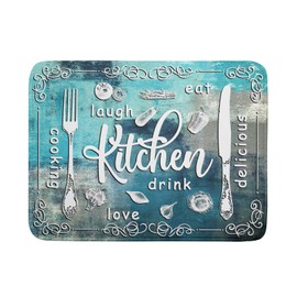 Blue Grey Dish Drying Mat 18x24 Inch Cooking Delicious Absorbent Drying Pad Heat Resistant Dish Drainer Mats for Kitchen Countertop