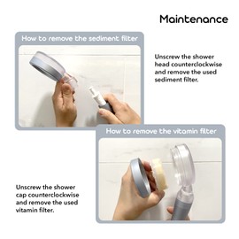 Barumi Pluo Handheld Filtered Shower Head - Silver | Vitamin C Filter for Healthy Skin & Hair | High Pressure Soft Spray Showerhead | Hard Water Softener Dual Filtration Removes Chlorine & Impurities