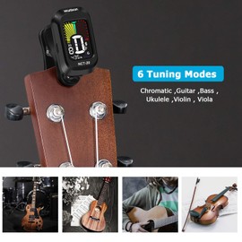 Clip-on Tuner for Guitar, Bass, Violin, Ukulele, Chromatic Tuner Colour Screen