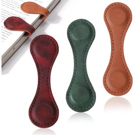 Palksky - Marcadores magnéticos de piel auténtica, 3 unidades, marcadores de libro clásico para mujeres, marcadores magnéticos de doble cara, hebillas de clip de página, suministros de lectura, regalo