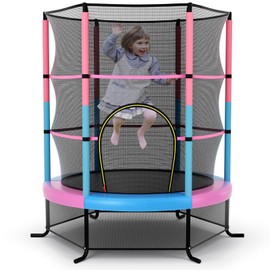 Giantex Trampoline for Kids, ASTM Approved 55'' Mini Kids Trampoline with Safety Enclosure Net, No-Gap Safe Design, Easy to Assemble 4.6 Ft Outdoor Indoor Small Toddler Trampolines