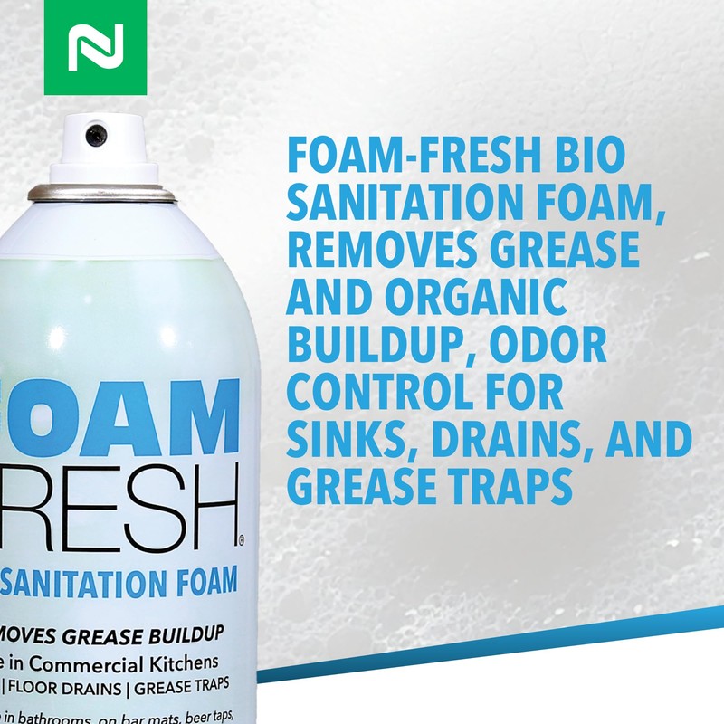 Nisus Foam-Fresh Bio Sanitation Foam, Removes Grease and Organic Buildup,