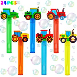 uoyoi Tractor Party Favors,24Pcs Farm Tractor Bubble Wands for Kids, Cute Bubble Wand for Birthday Party Supplies Classroom Prizes Pinata Goodie Bag Stuffers Gift