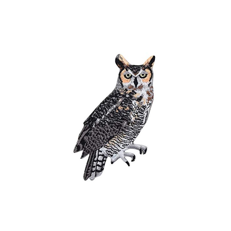 Great Horned Owl Iron On Embroidered Applique Patch
