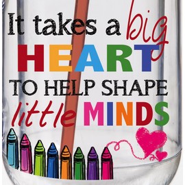 Cypress Home It Takes A Big Heart To Help Shape Little Minds 20 Oz DoubleWall Acrylic Insulated Mason Jar With Straw Teacher Appreciation Gift 3.5” x 5” x 6.25”