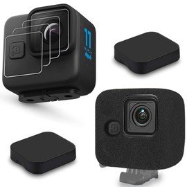 FitStill Windslayer Cover and Lens Screen Protector for Go Pro Hero 11 Black Mini,Noise Reduction Cover+Screen Protector (3 Pack) + Lens Cap (2 Pacs),Hero 11 Mini Protective case Go Pro Accessory