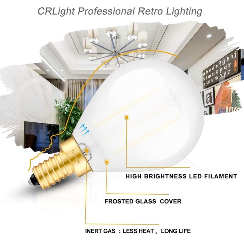 CRLight 2W LED Candelabra Bulb 4000K Daylight White 25W Equivalent