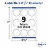 Avery® Printable Labels With Sure Feed®, 22562, Round, 2.5" Diameter,