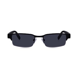 Read Optics 3.0 Reading Sunglasses Men Half Frame Metal Instant Wear Matte Black Tinted Sunglasses Spring Hinges for Comfortable Fit UV and Sun Protection, Black - Sunglasses